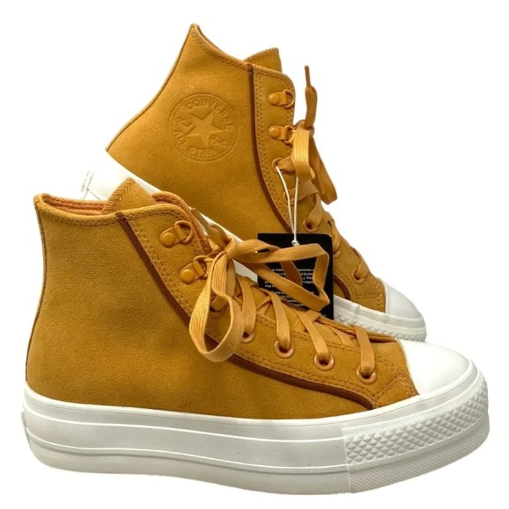 Converse Lift Platform Suede High Shoes Women Sneakers Tiger Moth Casual A05419C